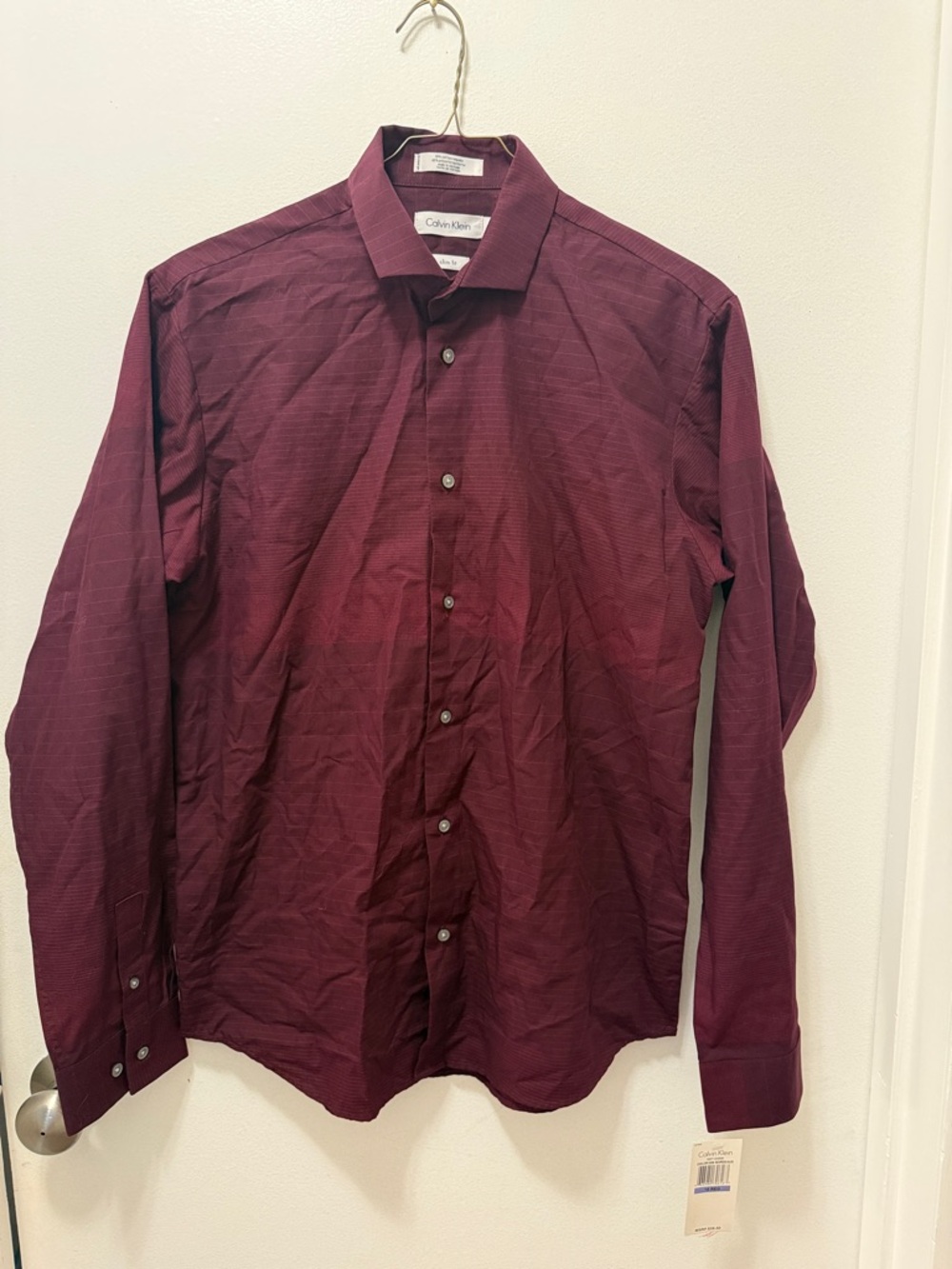 Calvin Klein Men's Deep Wine Button-Up Dress Shirt